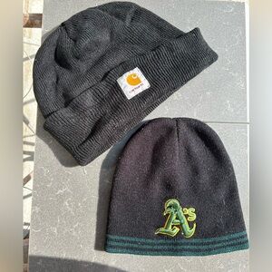 Carhartt Black and Green Logo Beanie Duo
